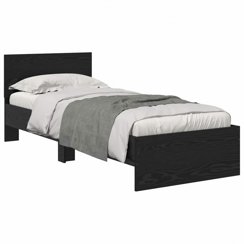 Ramka łóżka Czarny Dąb 75 x 190 cm Materiał drewnopochodny