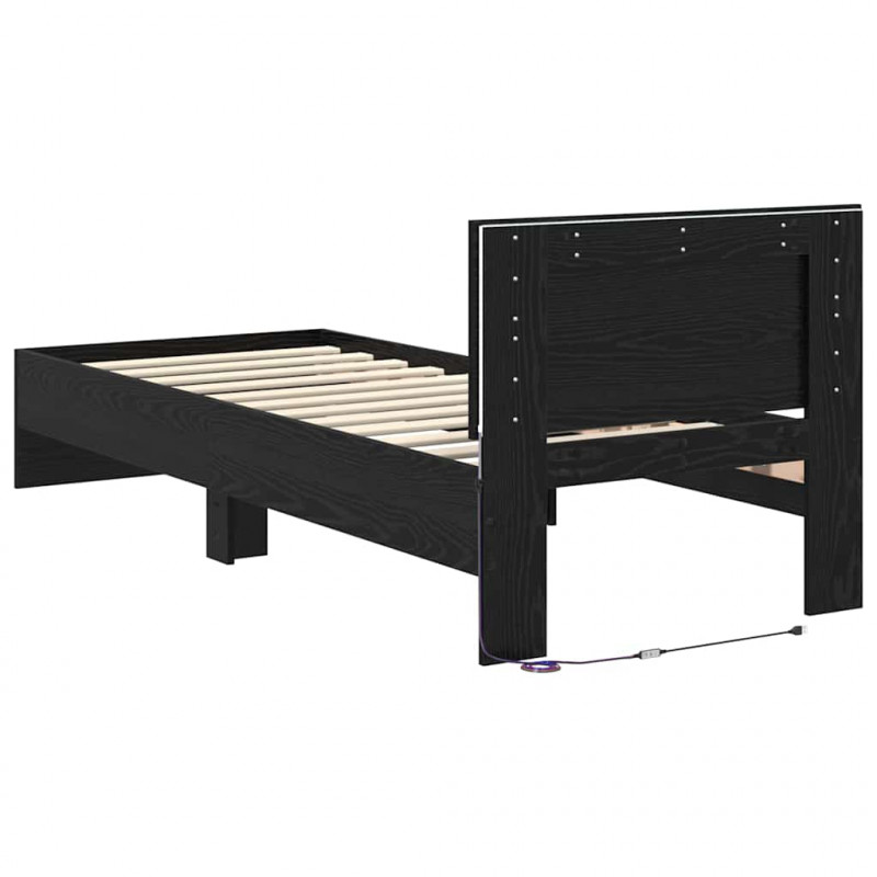 Ramka łóżka Czarny Dąb 75 x 190 cm Materiał drewnopochodny