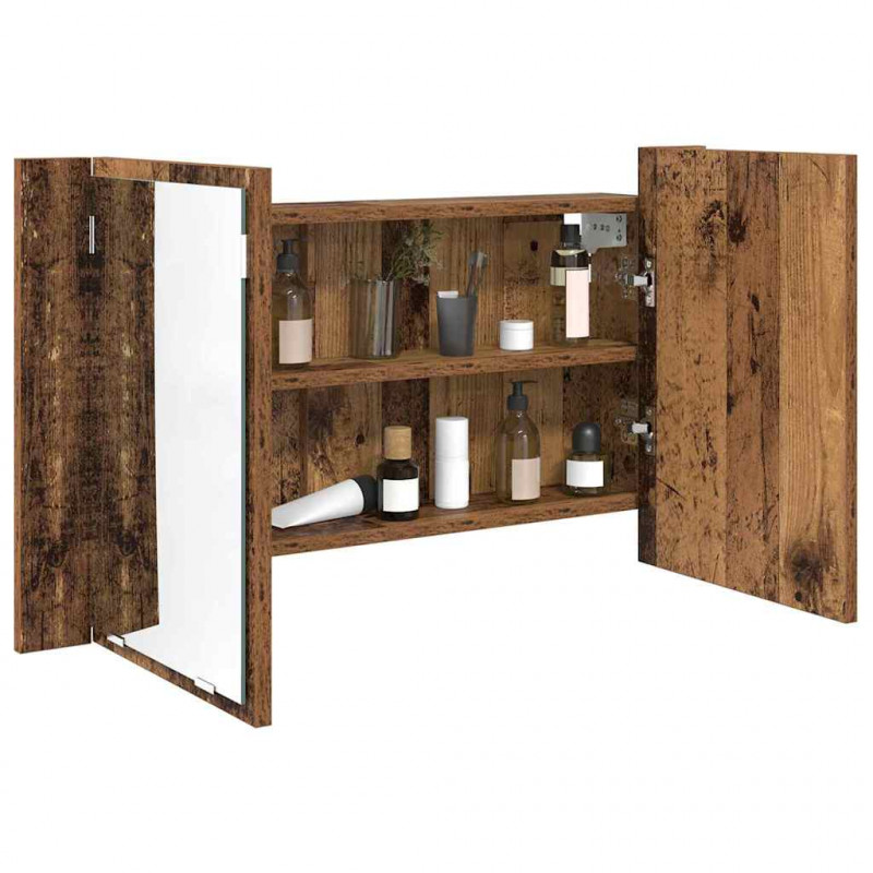 Szafka z lustrem do łazienki Stare drewno 80 x 12 x 45 cm