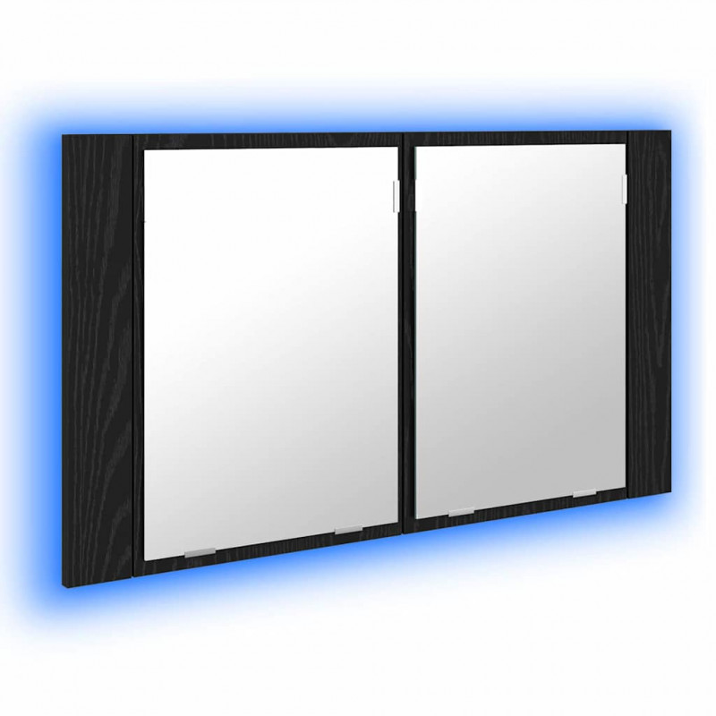 Szafka z lustrem do łazienki z półką Czarny Dąb 80 x 12 x 45 cm