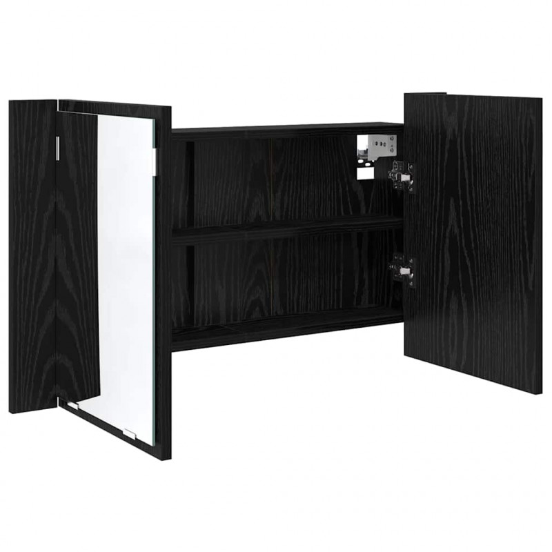 Szafka z lustrem do łazienki z półką Czarny Dąb 80 x 12 x 45 cm
