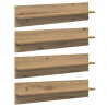 Półki ścienne z półką 4 pcs Dąb rzemieślniczy 80 x 11,5 x 18 cm