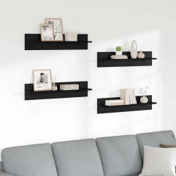 Półki ścienne z półką 4 pcs Czarny Dąb 80 x 11,5 x 18 cm