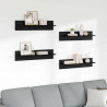 Półki ścienne z półką 4 pcs Czarny Dąb 80 x 11,5 x 18 cm