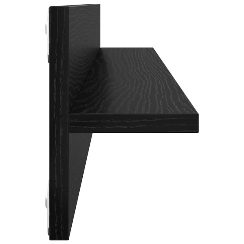 Półki ścienne z półką 4 pcs Czarny Dąb 80 x 11,5 x 18 cm
