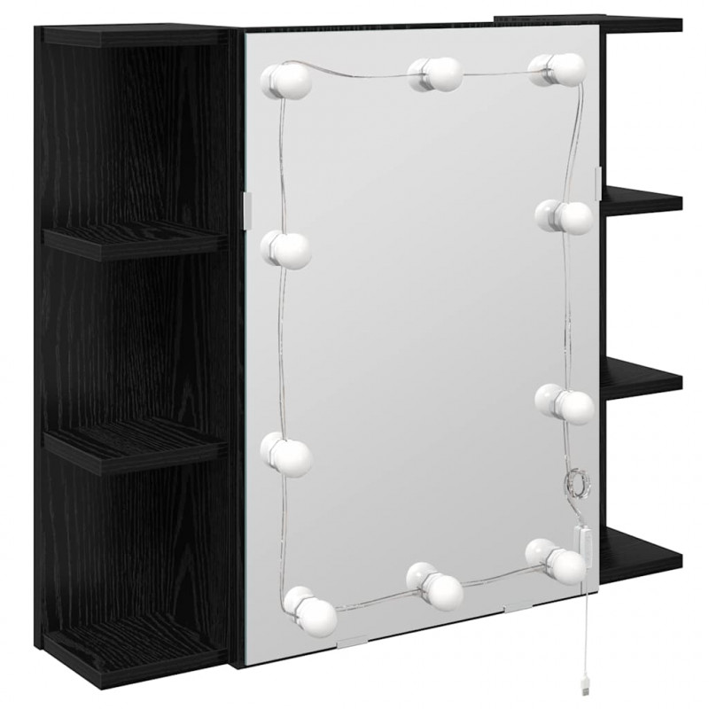 Szafka z lustrem z półką Z lustrem Czarny Dąb 70 x 16,5 x 60 cm