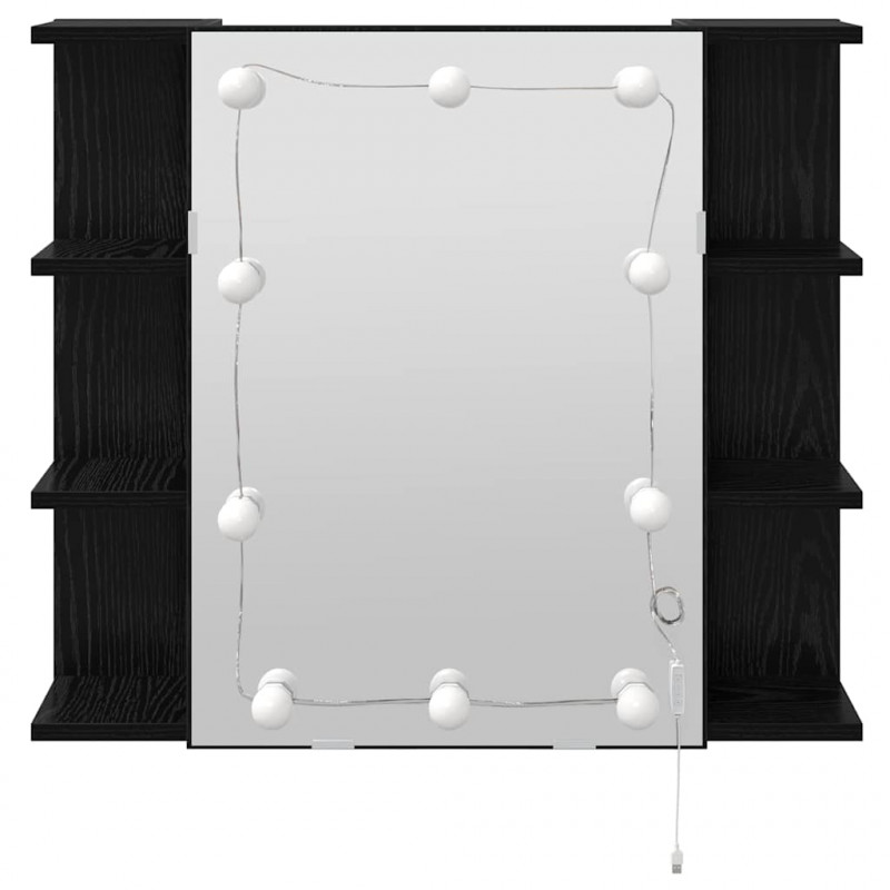 Szafka z lustrem z półką Z lustrem Czarny Dąb 70 x 16,5 x 60 cm