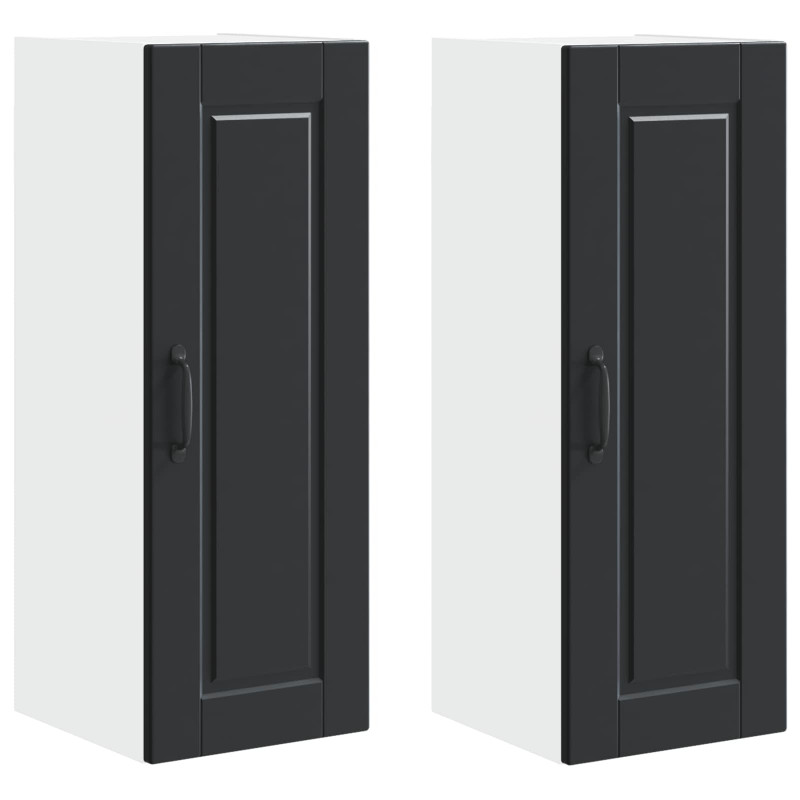 Szafka kuchenna z półką z drzwiami 2 pcs Czarny 30 x 31 x 80 cm