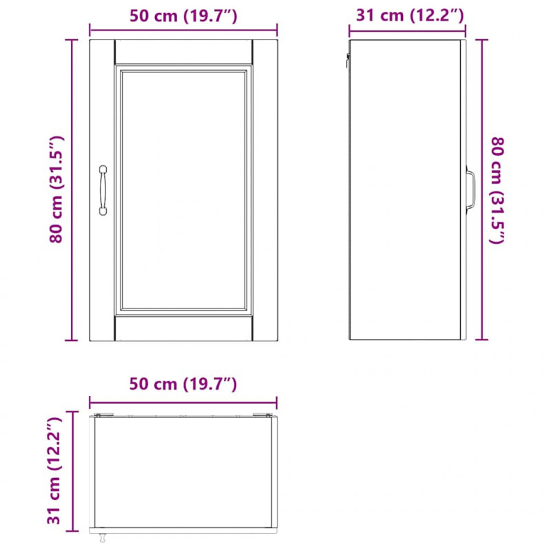 Szafka kuchenna z półką z drzwiami Stare drewno 50 x 31 x 80 cm