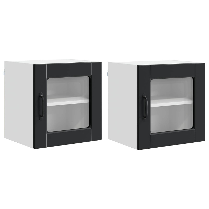 Szafka kuchenna z półką z drzwiami 2 pcs Czarny 40 x 31 x 40 cm