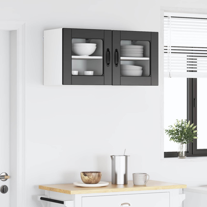 Szafka kuchenna z półką z drzwiami 2 pcs Czarny 40 x 31 x 40 cm