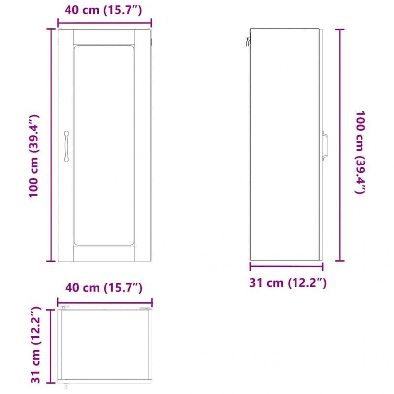 Szafka kuchenna z półką z drzwiami Brązowy dąb 40 x 31 x 100 cm