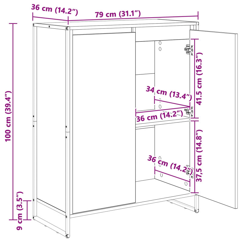 Szafka na buty z przechowywaniem Stare drewno 79 x 36 x 100 cm