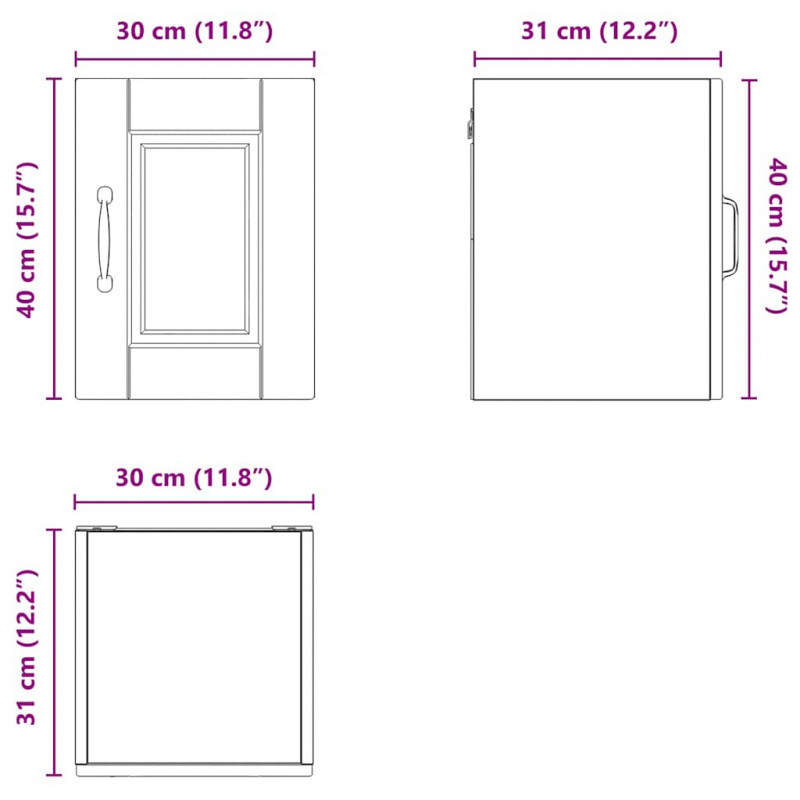 Szafka kuchenna z półką 2 pcs Brązowy dąb 30 x 31 x 40 cm