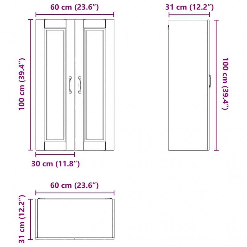 Szafka kuchenna Biały 60 x 31 x 100 cm Materiał drewnopochodny