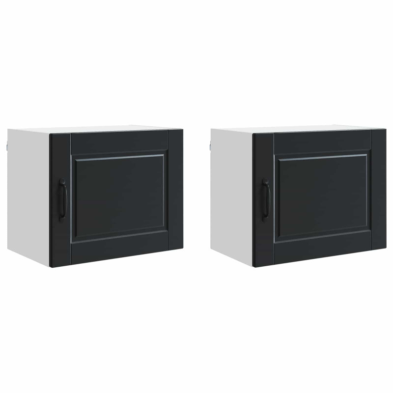 Szafka kuchenna z półką z drzwiami 2 pcs Czarny 50 x 31 x 40 cm
