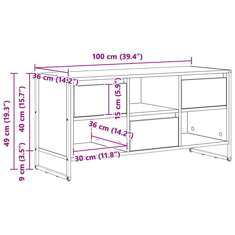 Szafka pod telewizor z szufladą Szary Sonoma 100 x 36 x 49,5 cm