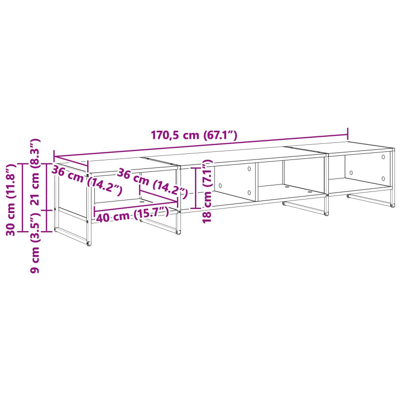 Szafka pod telewizor Dąb dymny 170.5 x 36 x 30.5 cm