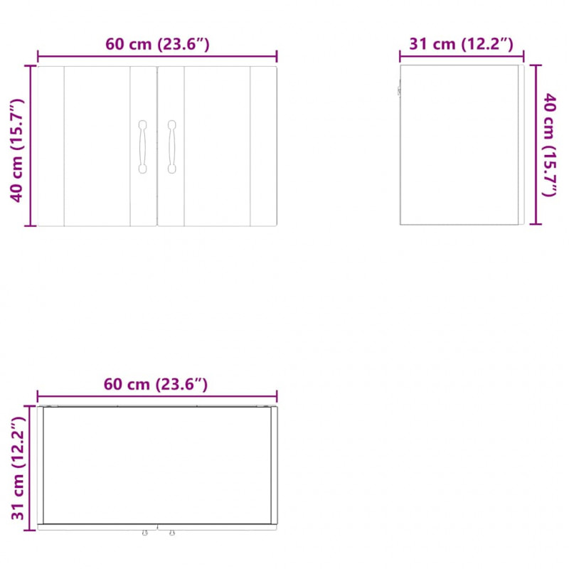Szafka kuchenna 2 pcs Wysoki połysk biały 60 x 31 x 40 cm