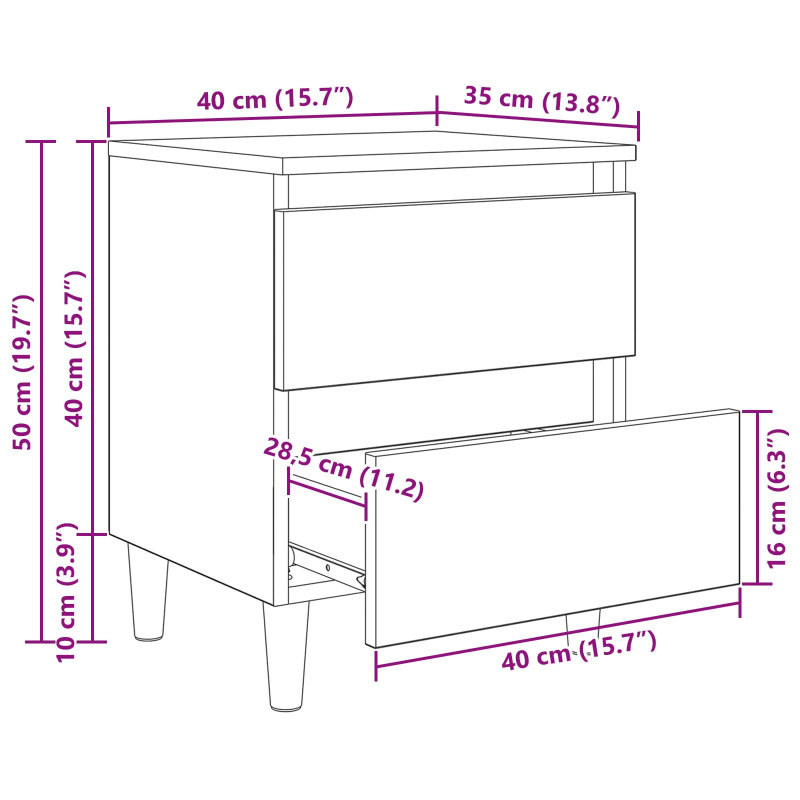 Szafka pod łóżko z szufladą Dąb rzemieślniczy 40 x 35 x 50 cm