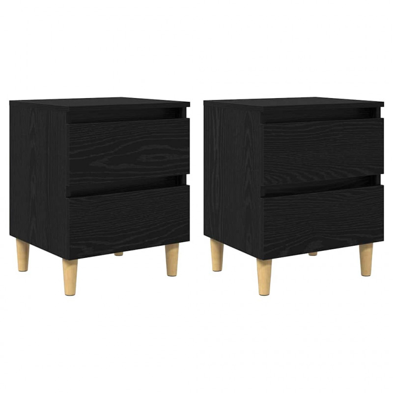 Szafki na łóżko z szufladą 2 pcs Czarny Dąb 40 x 35 x 50 cm