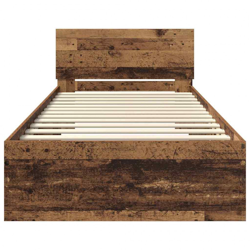 Ramka łóżka Stare drewno 100 x 200 cm Materiał drewnopochodny