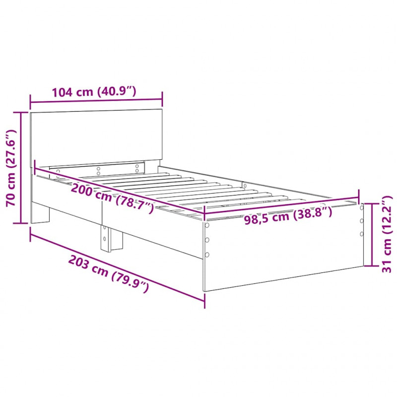 Ramka łóżka Stare drewno 100 x 200 cm Materiał drewnopochodny