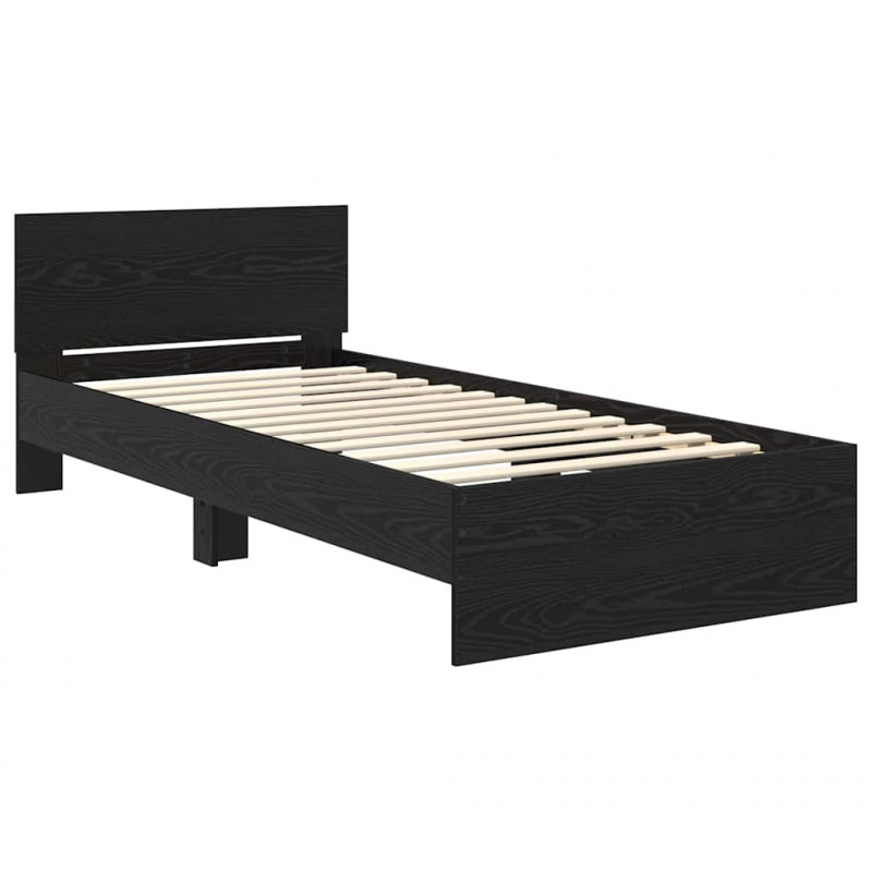 Ramka łóżka Czarny Dąb 100 x 200 cm Materiał drewnopochodny