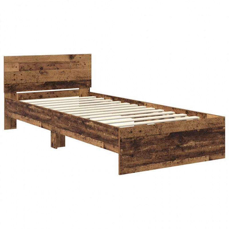 Ramka łóżka Stare drewno 90 x 200 cm Materiał drewnopochodny