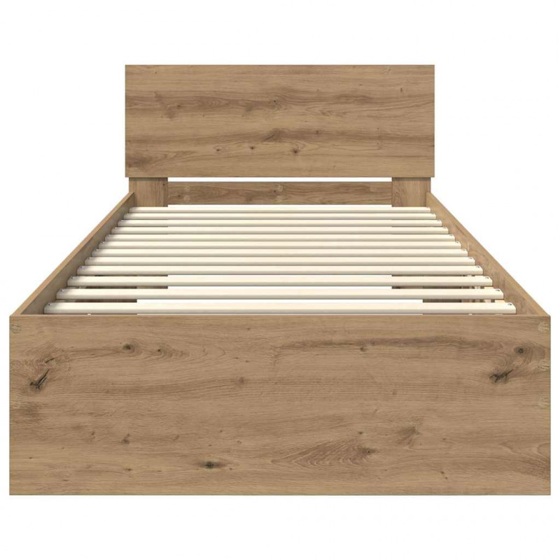 Ramka łóżka Ze LED Lights Dąb rzemieślniczy 90 x 200 cm