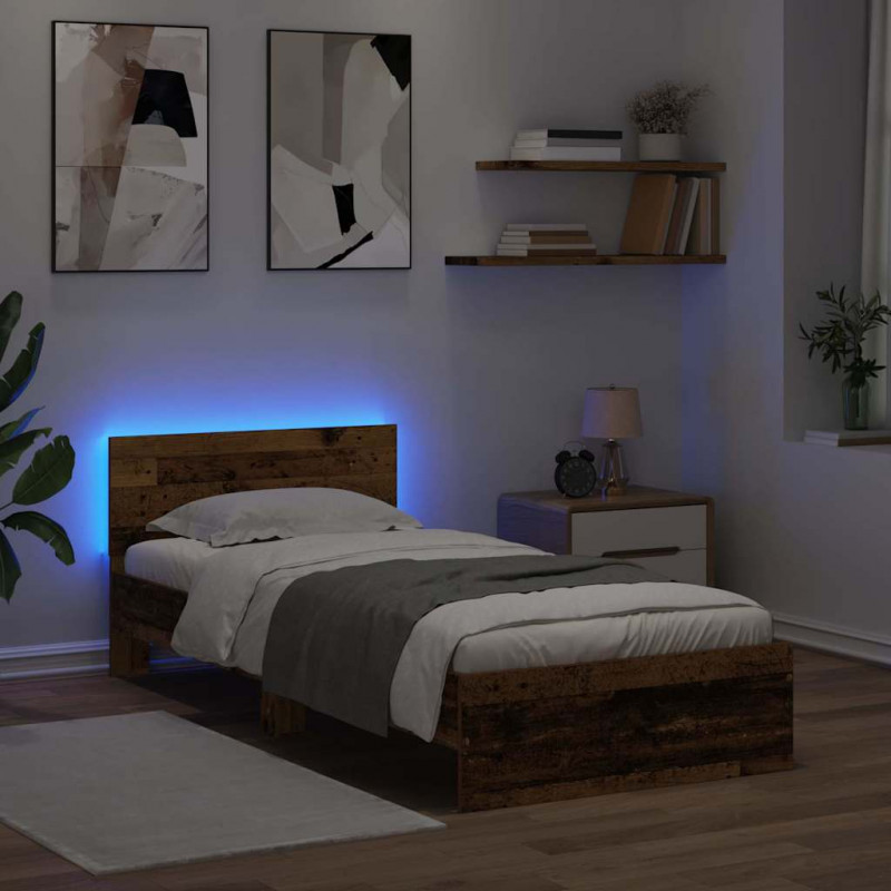 Ramka łóżka Stare drewno 90 x 190 cm Materiał drewnopochodny