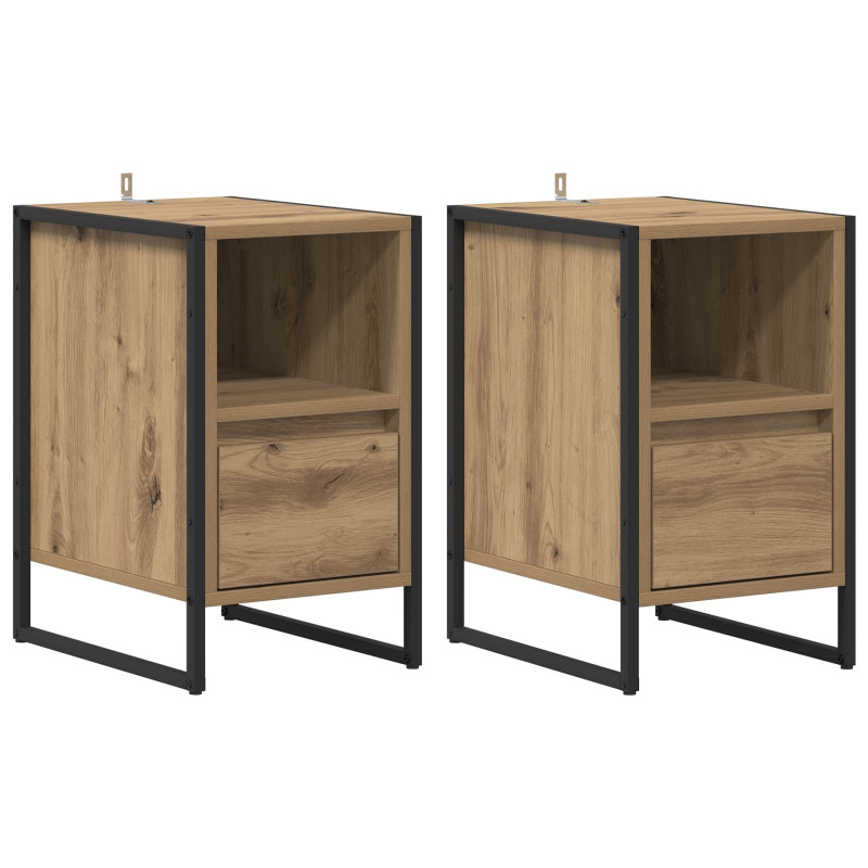 Stolik nocny 2 pcs Dąb rzemieślniczy 39,5 x 30 x 50 cm