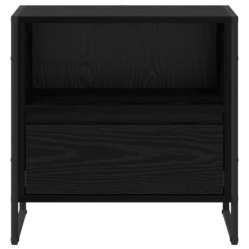 Stolik nocny z szufladą 2 pcs Czarny Dąb 50 x 39,5 x 50 cm