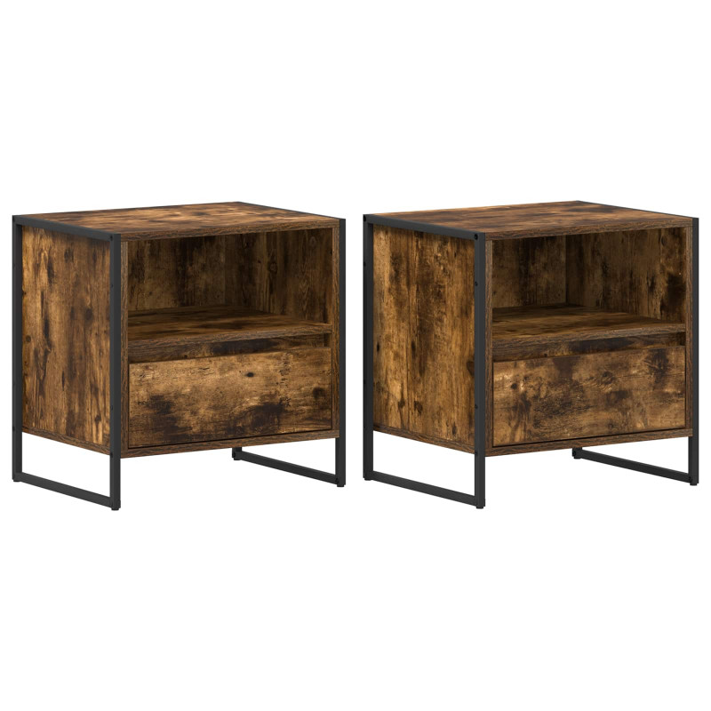 Stolik nocny z szufladą 2 pcs Dąb dymny 50 x 39,5 x 50 cm