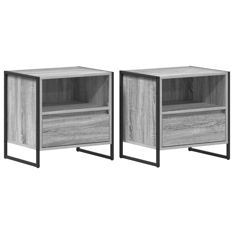 Stolik nocny z szufladą 2 pcs Szary Sonoma 50 x 39,5 x 50 cm
