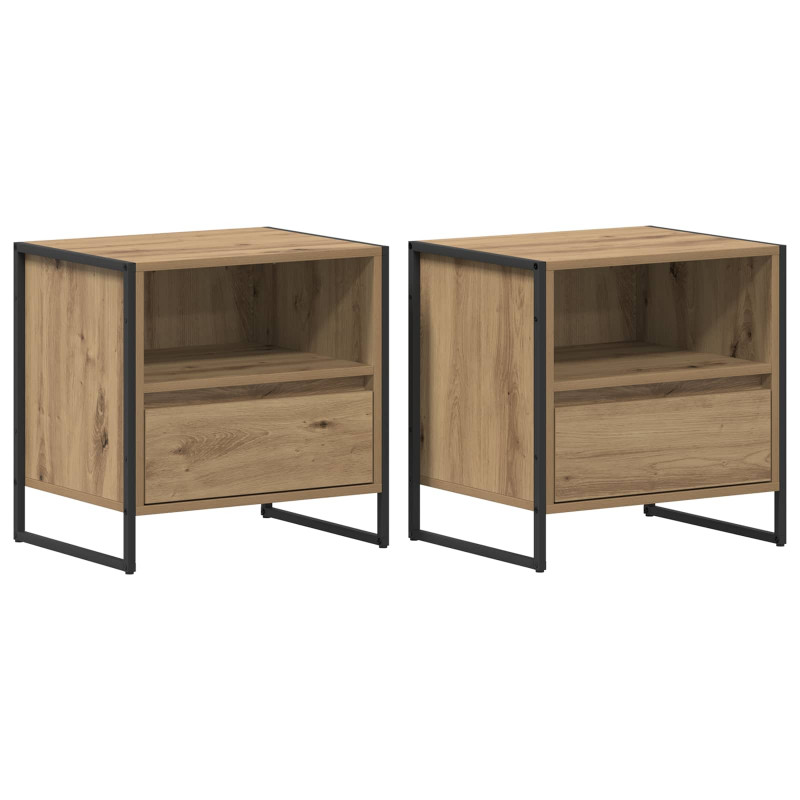 Stolik nocny 2 pcs Dąb rzemieślniczy 50 x 39,5 x 50 cm