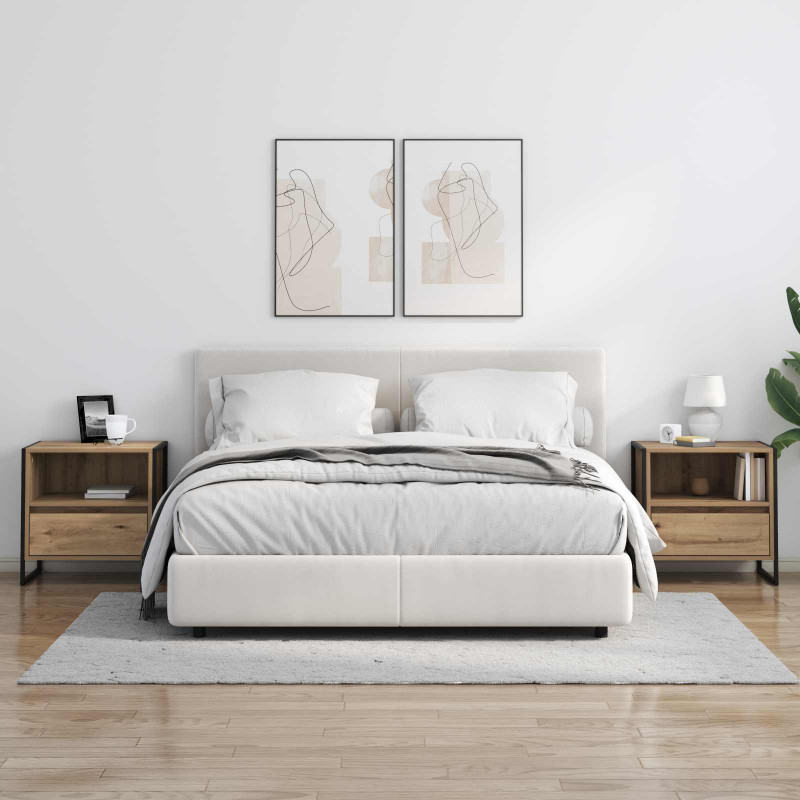 Stolik nocny 2 pcs Dąb rzemieślniczy 50 x 39,5 x 50 cm