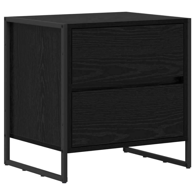 Stolik nocny z szufladą 2 pcs Czarny Dąb 50 x 39.5 x 50 cm