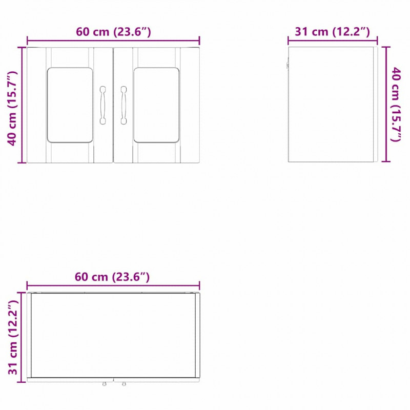 Szafka kuchenna z półką z drzwiami 2 pcs Biały 60 x 31 x 40 cm