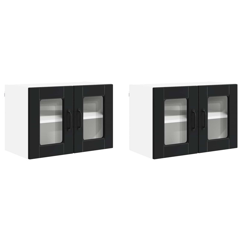 Szafka kuchenna z półką z drzwiami 2 pcs Czarny 60 x 31 x 40 cm