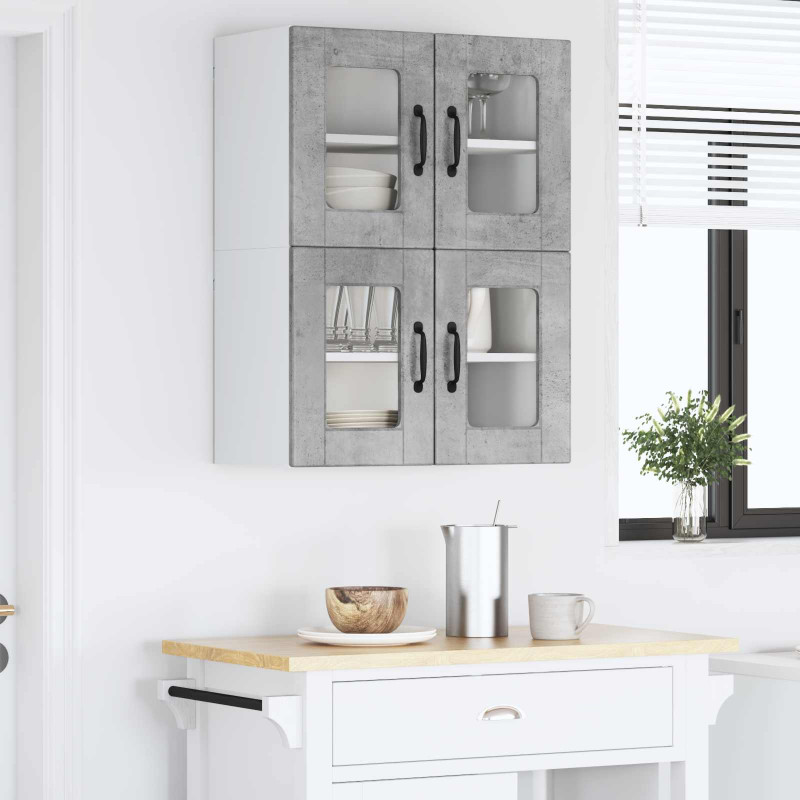 Szafka kuchenna z półką 2 pcs Betonowy szary 60 x 31 x 40 cm