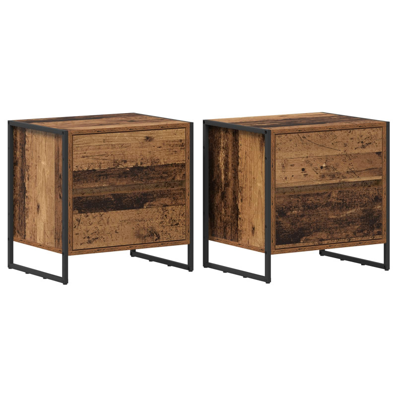 Stolik nocny z szufladą 2 pcs Stare drewno 50 x 39.5 x 50 cm