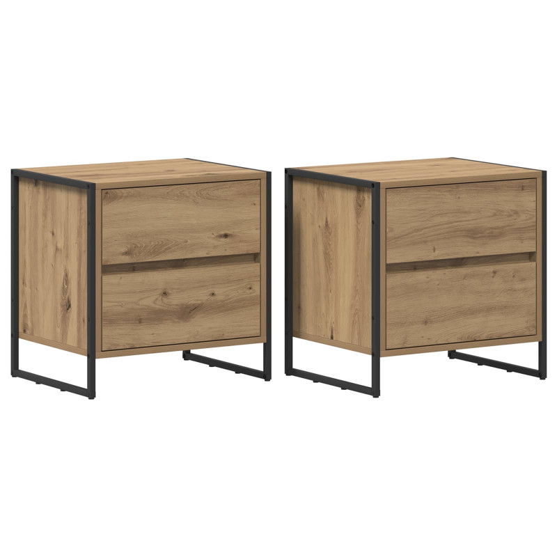 Stolik nocny 2 pcs Dąb rzemieślniczy 50 x 39.5 x 50 cm