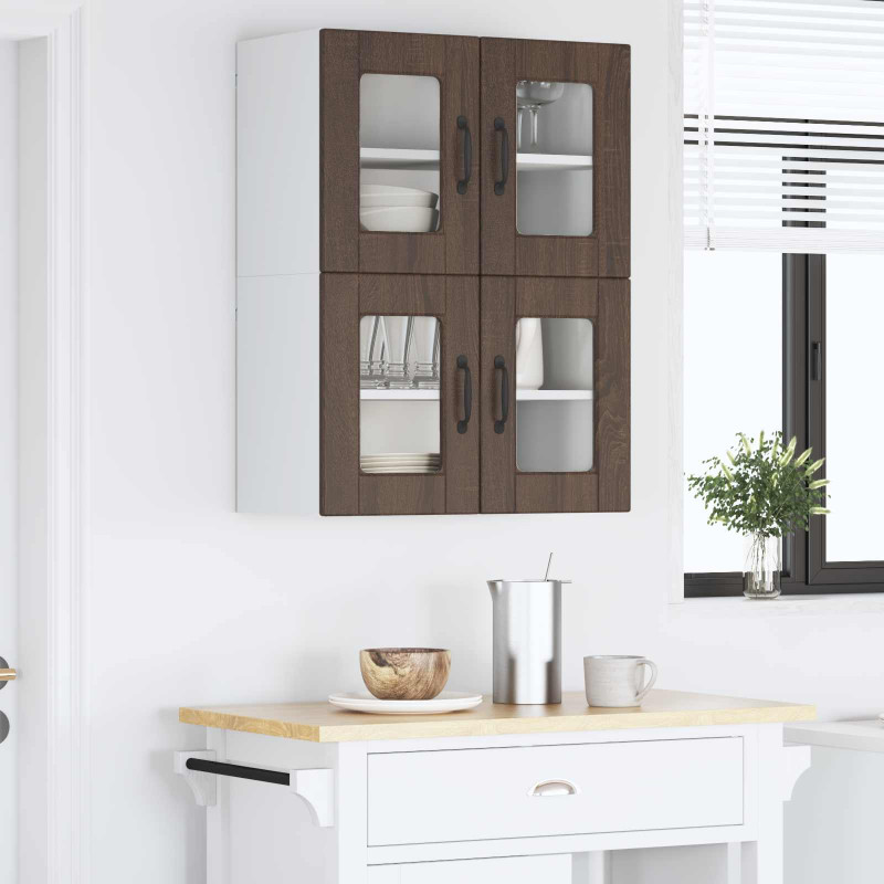 Szafka kuchenna z półką 2 pcs Brązowy dąb 60 x 31 x 40 cm