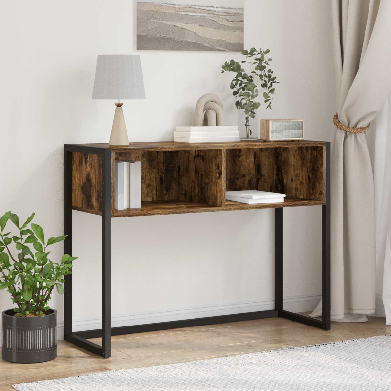 Stolik końcowy z przechowywaniem Dąb dymny 100 x 36 x 75 cm