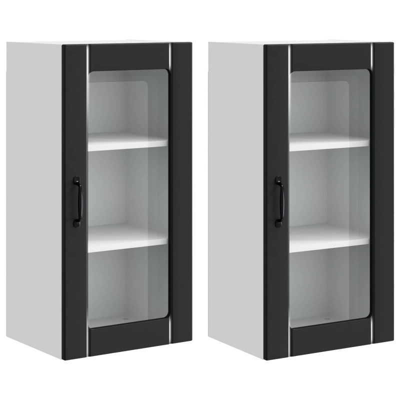 Szafka kuchenna z półką z drzwiami 2 pcs Czarny 40 x 31 x 80 cm