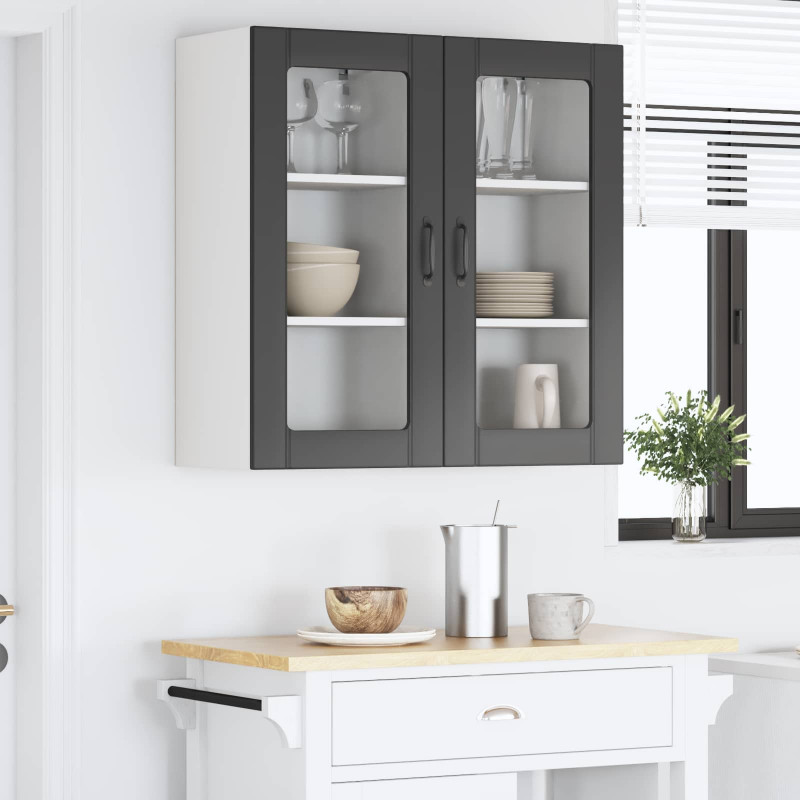 Szafka kuchenna z półką z drzwiami 2 pcs Czarny 40 x 31 x 80 cm