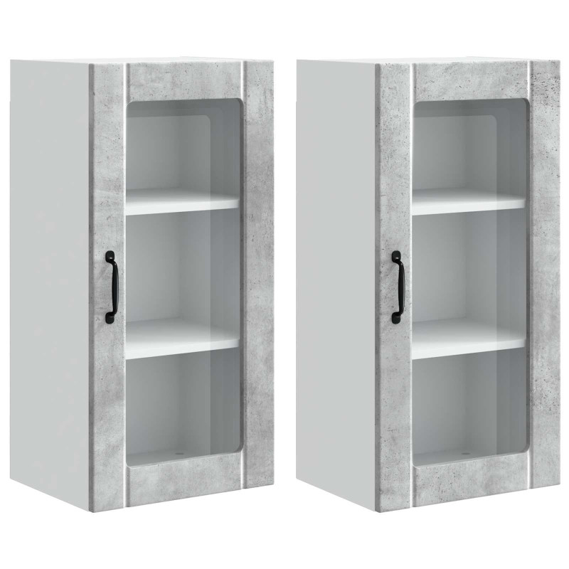 Szafka kuchenna z półką 2 pcs Betonowy szary 40 x 31 x 80 cm