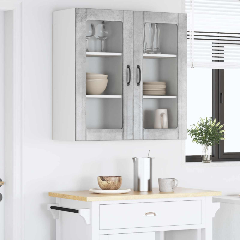 Szafka kuchenna z półką 2 pcs Betonowy szary 40 x 31 x 80 cm