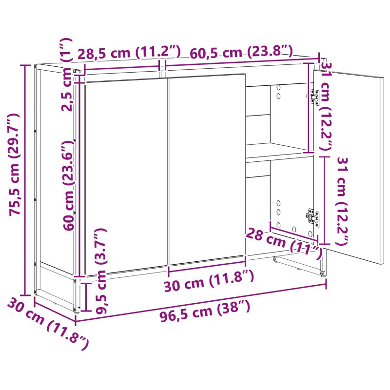 Szafka boczna Stare drewno 96,5 x 30 x 75 cm